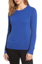 Petite Women's Halogen Crewneck Cashmere Sweater, Size P - Blue