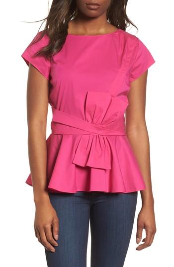 Women's Halogen Bow Detail Peplum Top - Pink