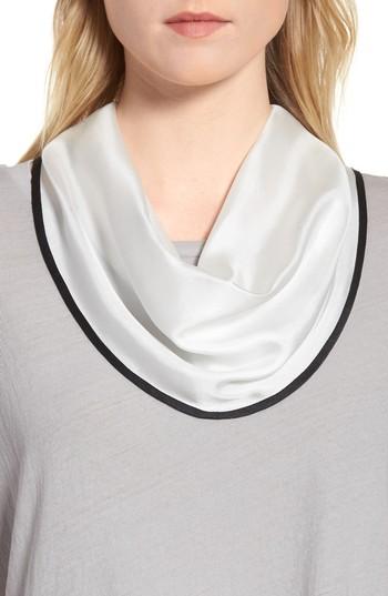Women's Echo Contrast Edge Diamond Cut Silk Scarf, Size - White