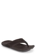 Men's Olukai 'nui' Leather Flip Flop M - Black