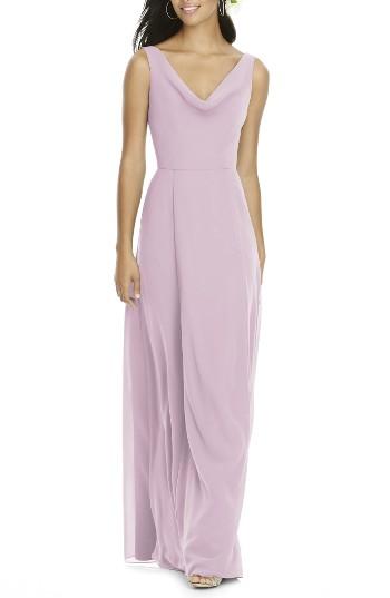 Women's Social Bridesmaids Cowl Neck Chiffon Gown - Pink