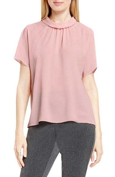 Women's Vince Camuto Shirred Mock Neck Blouse