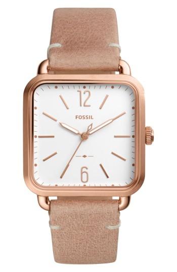 Women's Fossil Micah Leather Strap Watch, 32mm X 32mm