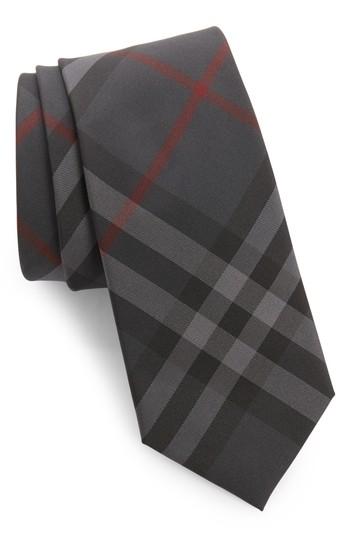 Men's Burberry Manston Check Silk Tie, Size - Grey