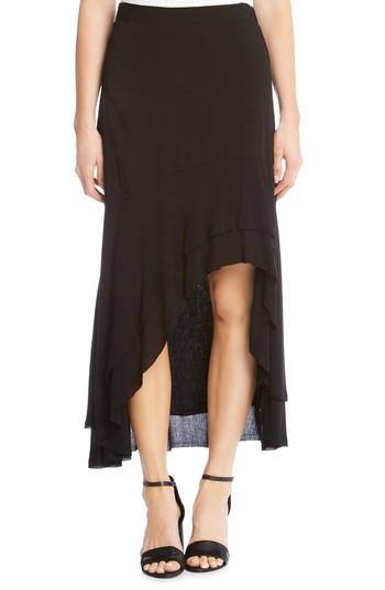 Women's Karen Kane Asymmetrical Raw Edge Ruffle Skirt - Black