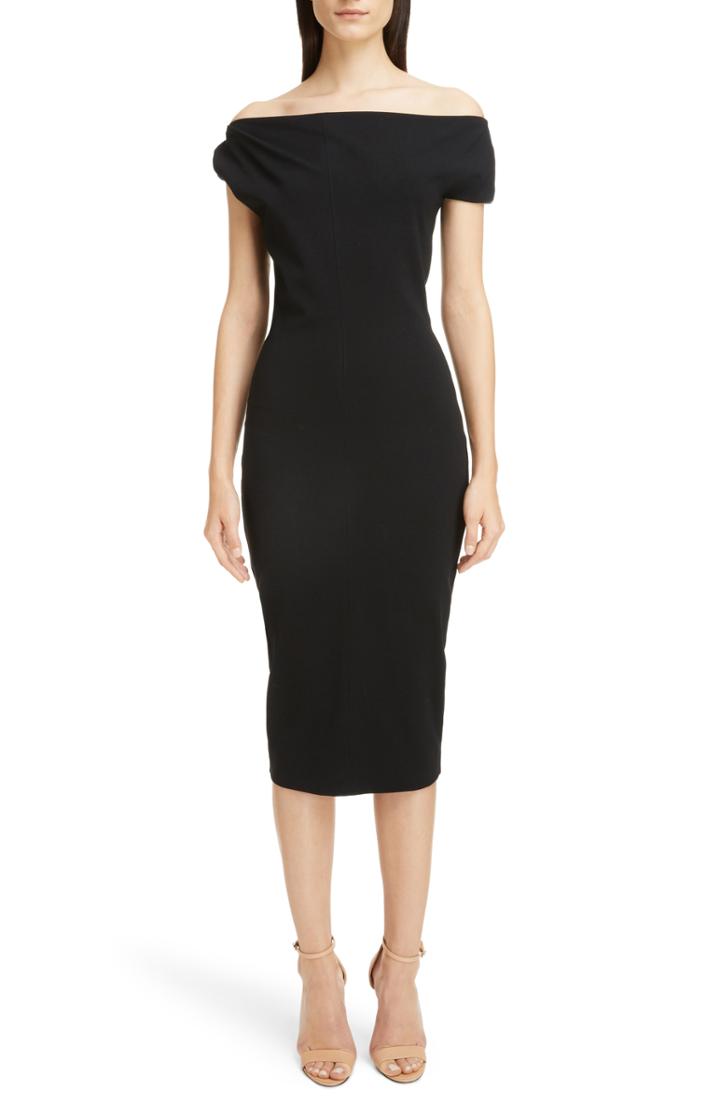 Women's Victoria Beckham Matte Jersey Off The Shoulder Dress Us / 12 Uk - Black