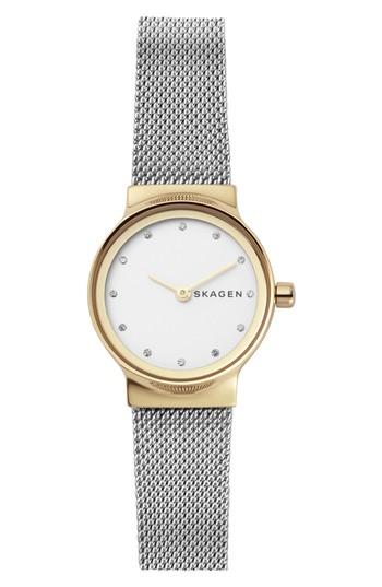 Women's Skagen Freja Crystal Accent Mesh Strap Watch, 26mm