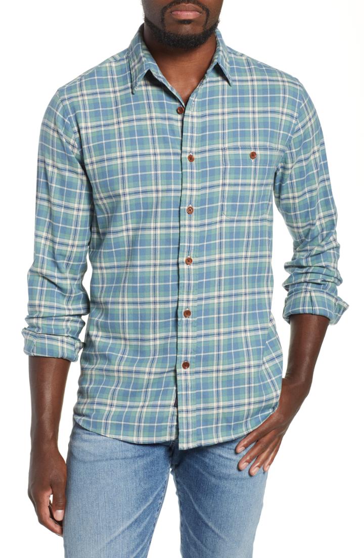 Men's Faherty Seaview Stretch Organic Cotton Plaid Sport Shirt