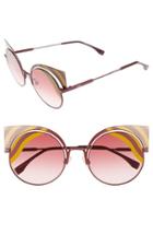 Women's Fendi Hypnoshine 53mm Cat Eye Sunglasses - Matte Yellow/ Burgundy