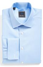Men's David Donahue Regular Fit Dobby Check French Cuff Dress Shirt .5 - 34/35 - Blue