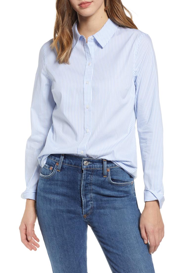 Petite Women's 1901 Print Shirt P - Blue