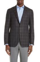 Men's Canali Classic Fit Plaid Wool Sport Coat Us / 58 Eu L - Brown