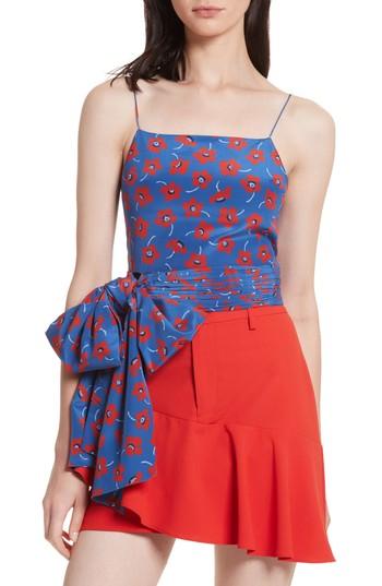 Women's Alice + Olivia Diedra Tie Waist Silk Crop Top - Red