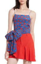 Women's Alice + Olivia Diedra Tie Waist Silk Crop Top - Red