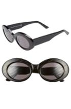 Women's Balenciaga 51mm Oval Sunglasses - Black/ Smoke
