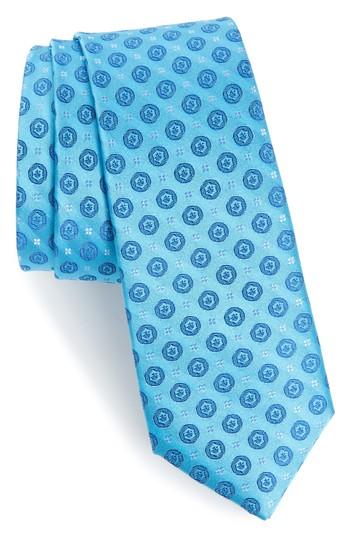 Men's Calibrate Modern Medallion Silk Skinny Tie, Size - Blue/green
