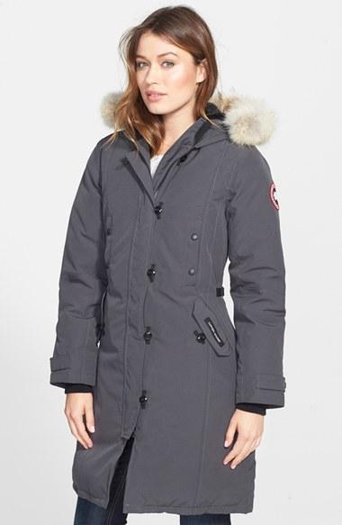 Women's Canada Goose Kensington Slim Fit Down Parka With Genuine Coyote Fur Trim - Grey