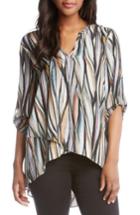 Women's Karen Kane Asymmetrical Wrap Hem Print Top - Purple