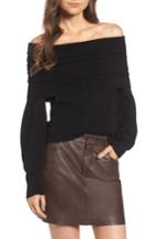 Women's Treasure & Bond X Something Navy Off The Shoulder Sweater - Black