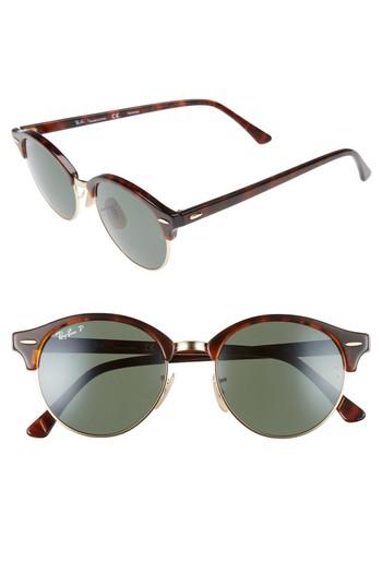 Men's Ray-ban Clubround 51mm Polarized Sunglasses - Red Havana/ Green