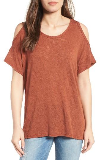 Women's Bobeau Cold Shoulder Slub Knit Tee - Red