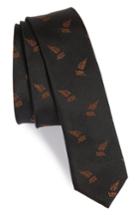 Men's The Kooples Leaf Jacquard Silk Skinny Tie, Size - Black