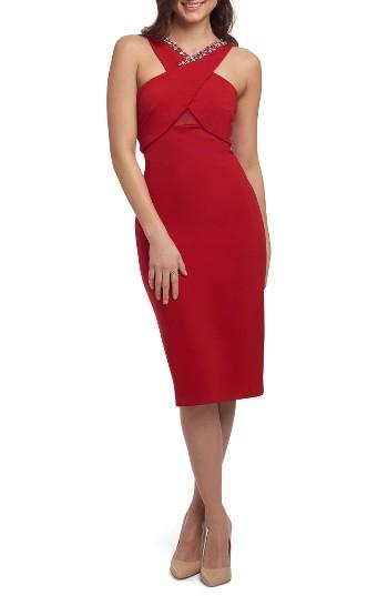 Women's Eci Embellished Sheath Dress - Red