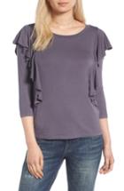 Women's Madison & Berkeley Ruffle Knit Top - Grey