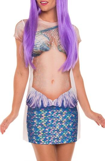 Women's Faux Real Mermaid Costume Dress - Purple