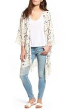 Women's Lucca Couture Lace Trim Kimono - Beige
