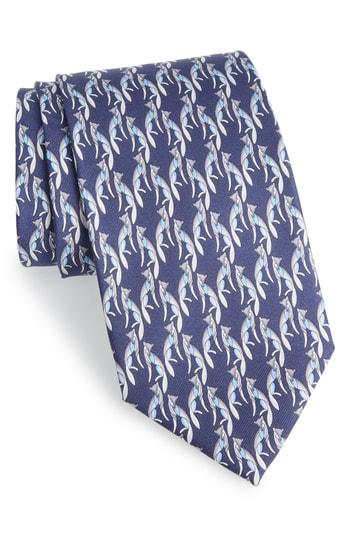 Men's Salvatore Ferragamo Fidia Print Silk Tie, Size - Blue