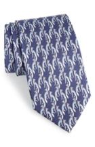 Men's Salvatore Ferragamo Fidia Print Silk Tie, Size - Blue