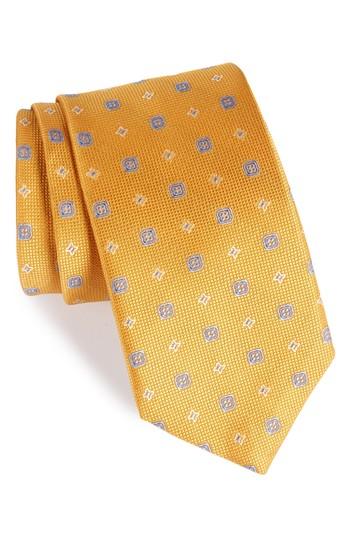 Men's David Donahue Neat Silk Tie, Size - Yellow