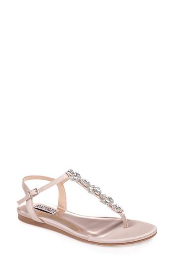 Women's Badgley Mischka Sissi Crystal Embellished Sandal .5 M - Beige