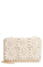 Sondra Roberts Woven Floral Clutch - Beige