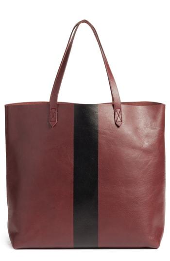 Madewell Paint Stripe Transport Leather Tote - Burgundy
