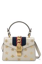 Gucci Small Sylvie Top Handle Leather Shoulder Bag - White