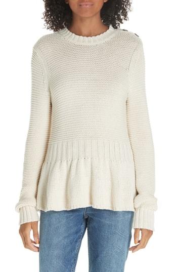 Women's La Vie Rebecca Taylor Mix Stitch Cotton Wool Peplum Sweater