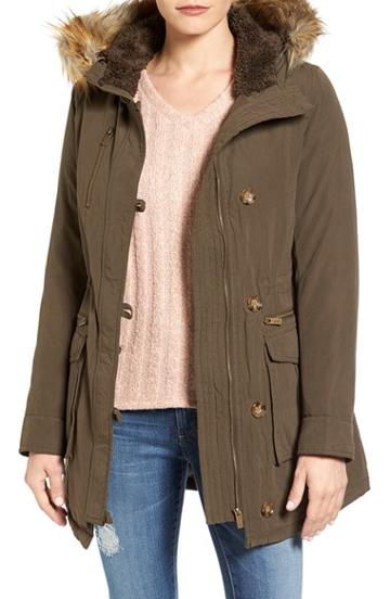 Women's Rachel Roy Faux Fur Trim Army Parka