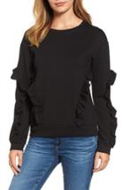 Women's Halogen Ruffle Detail Sweatshirt - Black