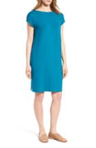 Women's Eileen Fisher Jersey Shift Dress, Size - Blue/green