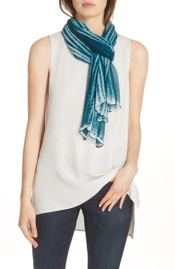 Women's Eileen Fisher Tie Dye Crinkle Silk Scarf, Size - Green