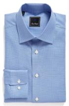 Men's David Donahue Regular Fit Houndstooth Dress Shirt .5 - 34/35 - Blue