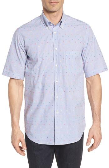 Men's Paul & Shark Fin Stripe Sport Shirt - Blue