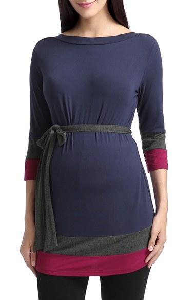 Women's Kimi And Kai 'aurora' Colorblock Three Quarter Sleeve Maternity Top