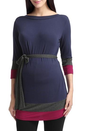 Women's Kimi And Kai 'aurora' Colorblock Three Quarter Sleeve Maternity Top