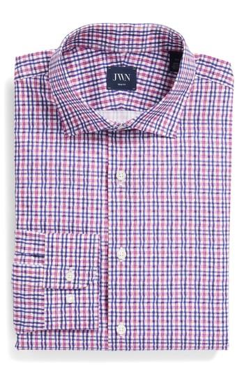 Men's John W. Nordstrom Trim Fit Plaid Dress Shirt .5 - Pink