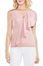 Women's Vince Camuto Asymmetrical Ruffle V-neck Top, Size - Pink