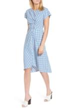 Women's Lewit Ruched Check Midi Dress - Blue