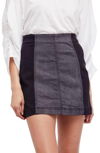 Women's Free People Colorblock Denim Miniskirt